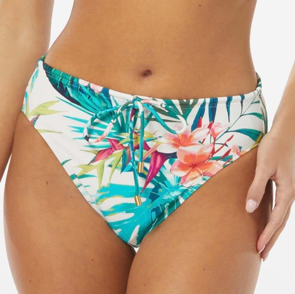 Vince Camuto Balines Floral Drawstring High Leg Bikini Bottom XS NWT